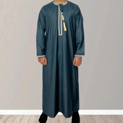 New Muslim Men Long Sleeve Pullover Dress Abaya Daffah Jubba Thobe Pakistan Saudi Arab Kaftan Islam Clothing Prayer Robe Afghan