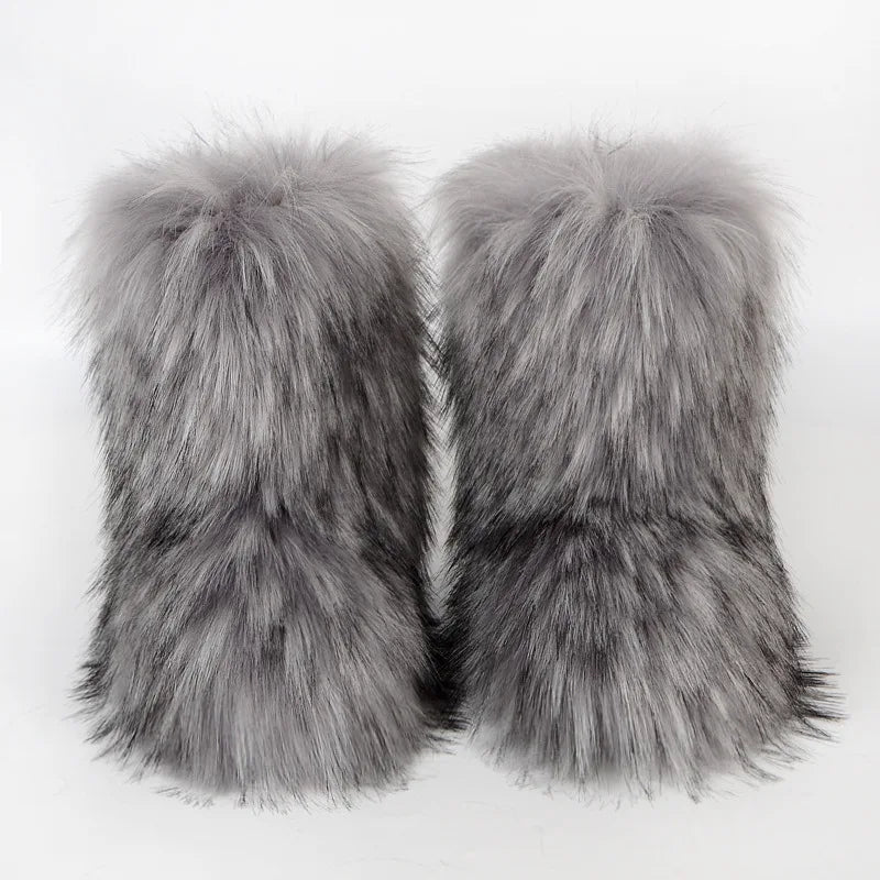Bottes de Neige de Luxe en Fausse Fourrure EAEOVNI – Chaleur Extrême &amp; Style Hivernal Glamour