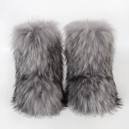 Bottes de Neige de Luxe en Fausse Fourrure EAEOVNI – Chaleur Extrême &amp; Style Hivernal Glamour
