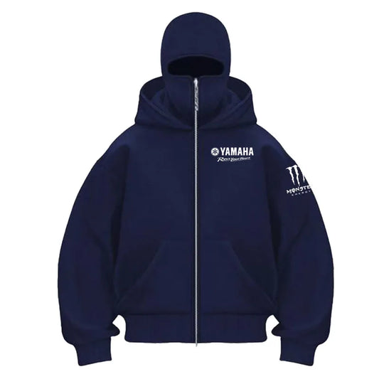 Yamaha Logo Men's Zip Hoodie Winter Warm Casual Sweatshirt with Hooded Face Mask Zipper Design Sports Jacket Outdoor Activities