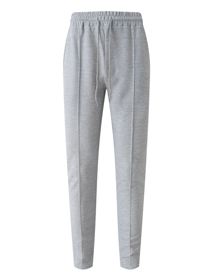 Men's Waffle Check Stand-Up Collar Semi-Casual Business Suit Button-Down Top with Comfortable Trousers have 1/2pieces