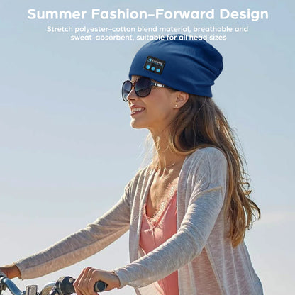 Wireless Stereo Bluetooth Headphone Summer Beanie Sleep Soft Cotton Cap Lightweight Running Earphone Headset Sports Music Hat
