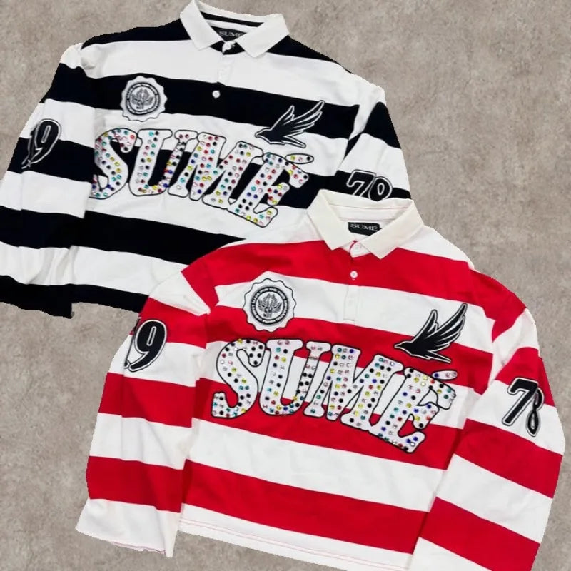Polo Rugby Rétro Y2K BiggOrange – Style Hip-Hop, Broderies &amp; Coupe Boxy