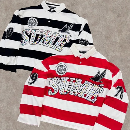 Polo Rugby Rétro Y2K BiggOrange – Style Hip-Hop, Broderies &amp; Coupe Boxy