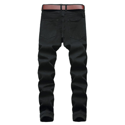 Jean Slim Hip-Hop ZHANLINWU 499 – Style Distressed, Détails Déchirés &amp; Confort Denim