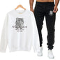 Men's autumn round neck sweatshirt set, luxurious printed simple casual sports set