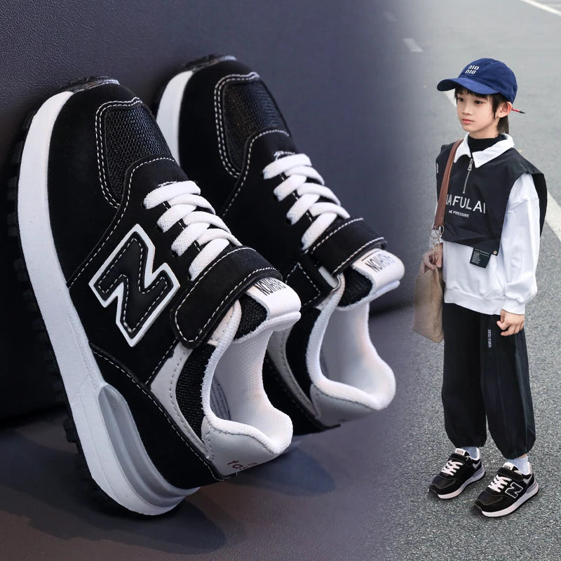 Children's Sneakers Kids Fashion Design White Non-slip Casual Shoes Boys Girls Hook Breathable Sneakers Toddler Outdoor Shoes
