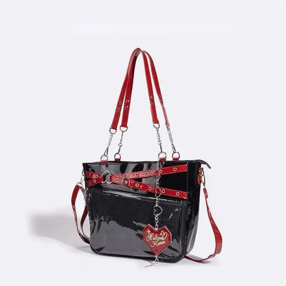 Y2k Aesthetic Underarm Ita Bag Streetwear Girl Transparent Shoulder Bag Heart Shape Chic Chain Handbag DIY Display Crossbody Bag