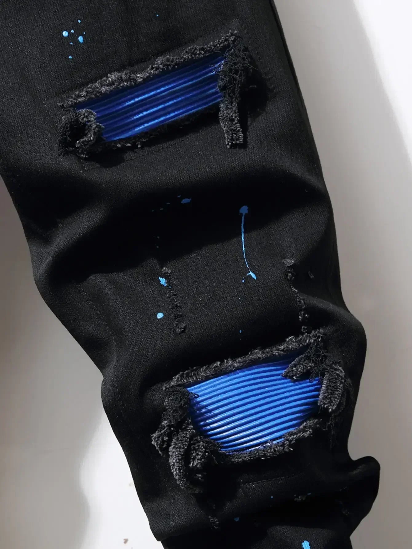 Jean Slim Straight Patchwork LVCCCI'S – Style Chic, Haute Élasticité &amp; Denim Épais