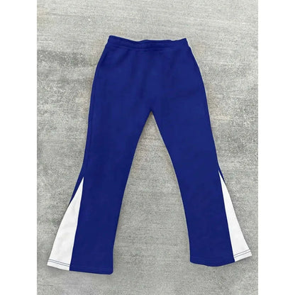 Men's Casual Street Style Trendy Cross Print Fashionable Slightly Flared Black and White Color-Block Design Sweatpants Men Pants