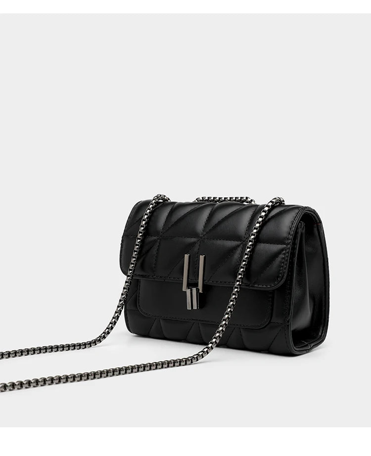 Black Luxury Handbags And Purse Women PU Leather Messenger Shoulder Bag Plaid Female Crossbody Bag Tassel Quilted Brand