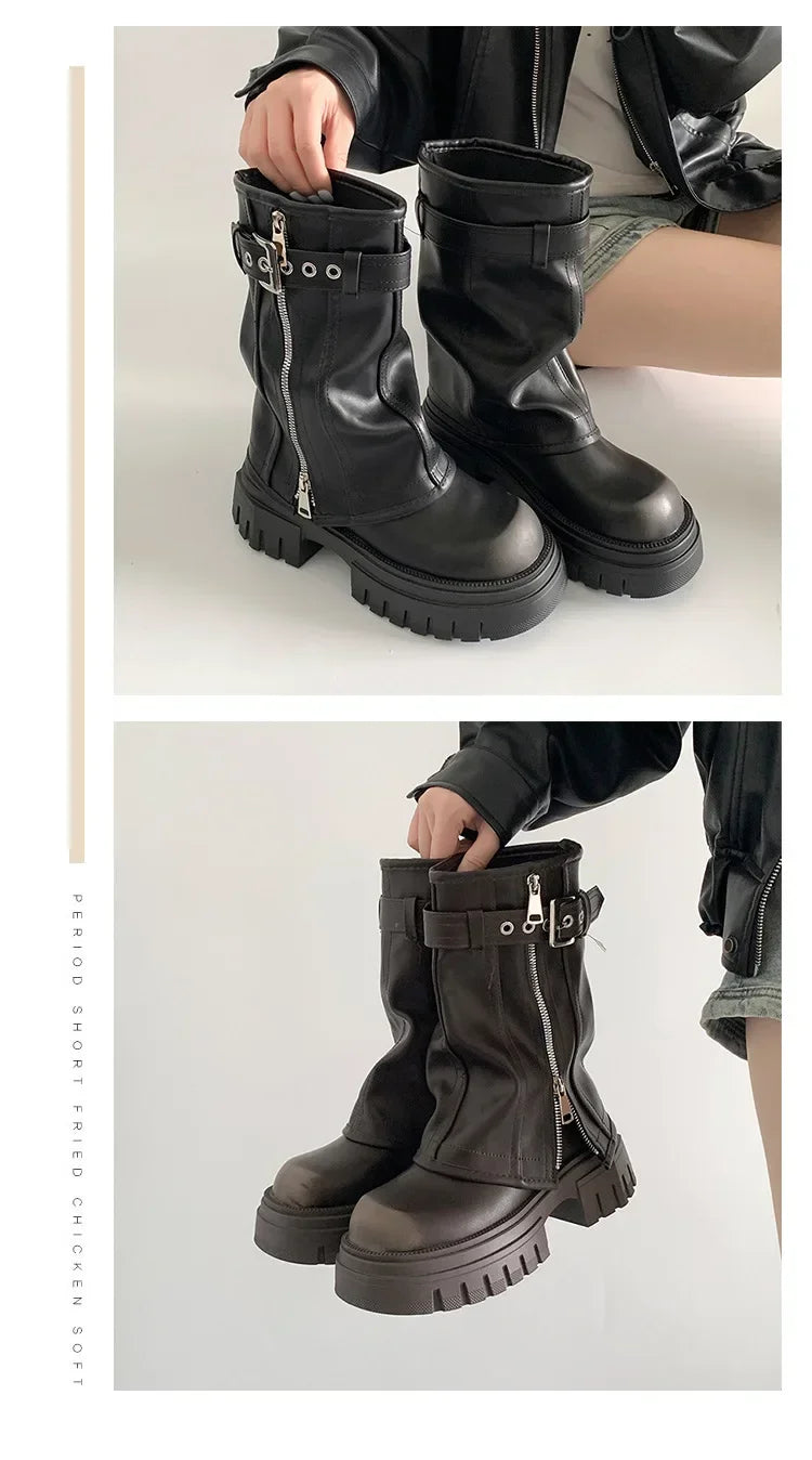 Bottes de Neige à Talons "Sexy Chain" LEDP – Chaleur, Hauteur &amp; Style Rebelle