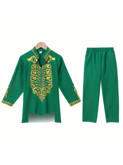 Muslim Robe Black White Yellow Navy Blue Long-Sleeved Trousers The Traditional Dress of Arab Men 3D Pattern Printing