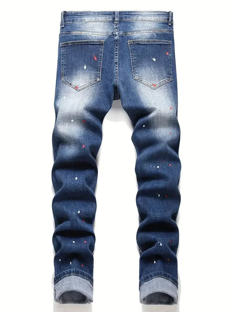 Jean Harem Brodé à Pois LVCCCI'S – Style Casual, Haute Élasticité &amp; Denim Épais