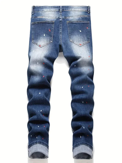 Jean Harem Brodé à Pois LVCCCI'S – Style Casual, Haute Élasticité &amp; Denim Épais