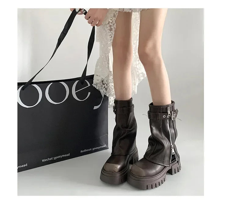 Bottes de Neige à Talons "Sexy Chain" LEDP – Chaleur, Hauteur &amp; Style Rebelle