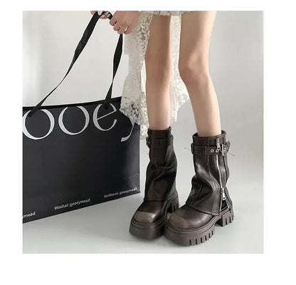 Bottes de Neige à Talons "Sexy Chain" LEDP – Chaleur, Hauteur &amp; Style Rebelle