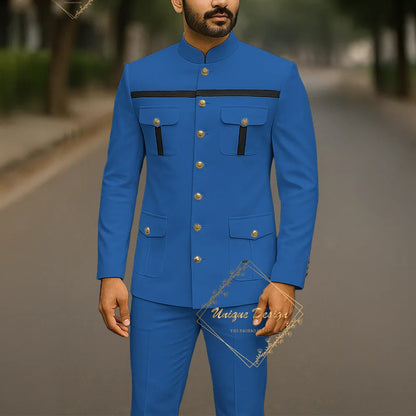 Ivory Formal Safari Suit Custom Made Indian Menswear for Wedding Groom Men's 2pcs Set Jacket Pants Slim Fit Party Dress
