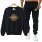 Men's autumn round neck sweatshirt set, luxurious printed simple casual sports set