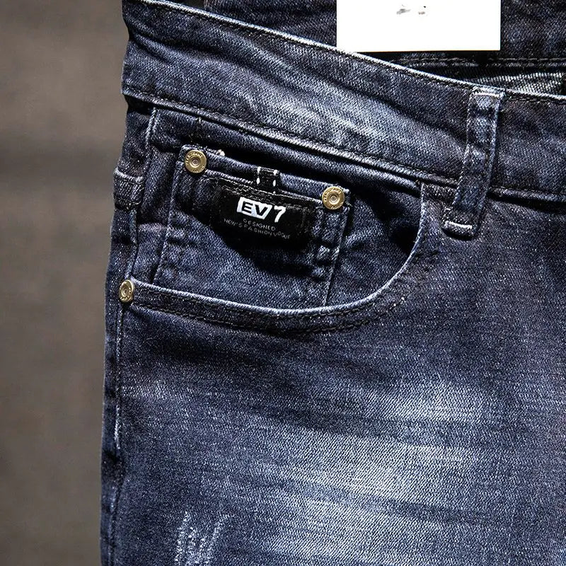 Jean Slim Déchiré Usé Tsingyi – Style Casual, Effet Moustache &amp; Confort Stretch