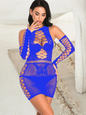 Bandage Mini Dress Hollow Out Sexy Slim Women Babydoll Dress Fashion Square Collar With Gloves Sexy Backless Dresses Nightclub