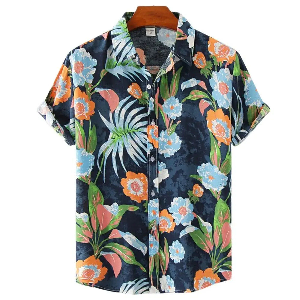 Sleeve Casual Loose Streetwear Summer Beach Shirts for Male/Female Clothing Hawaiian Men's Shirt Floral Harajuku Printed Short