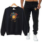 Men's autumn round neck sweatshirt set, luxurious printed simple casual sports set