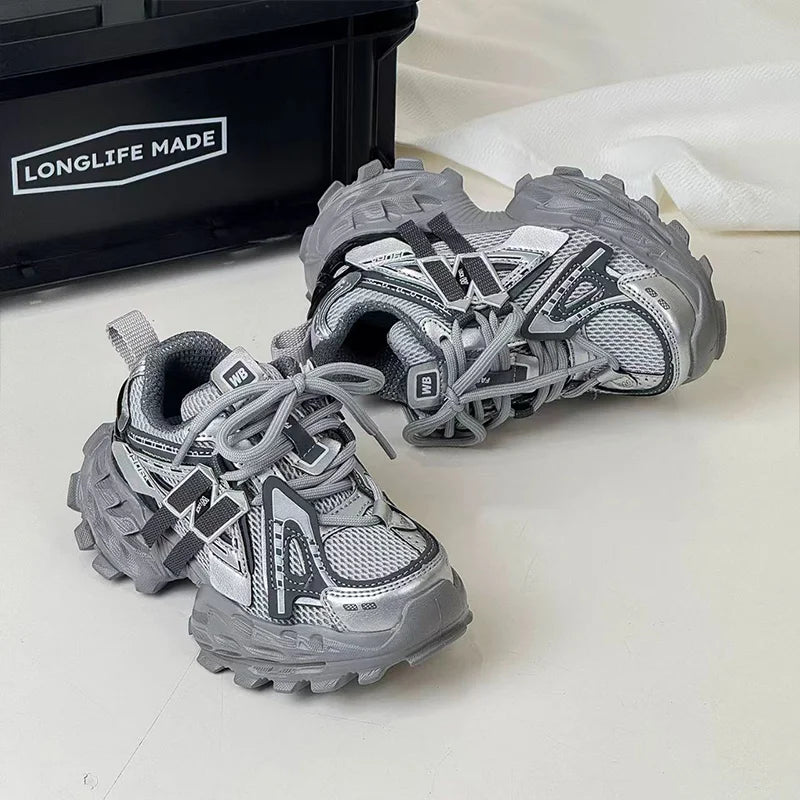 Thick-soled Children's Sports Shoes Autumn Leather Fashion Girl's Running Shoes Boys' Casual Shoes Lace-up Soft Sole Kids Shoes