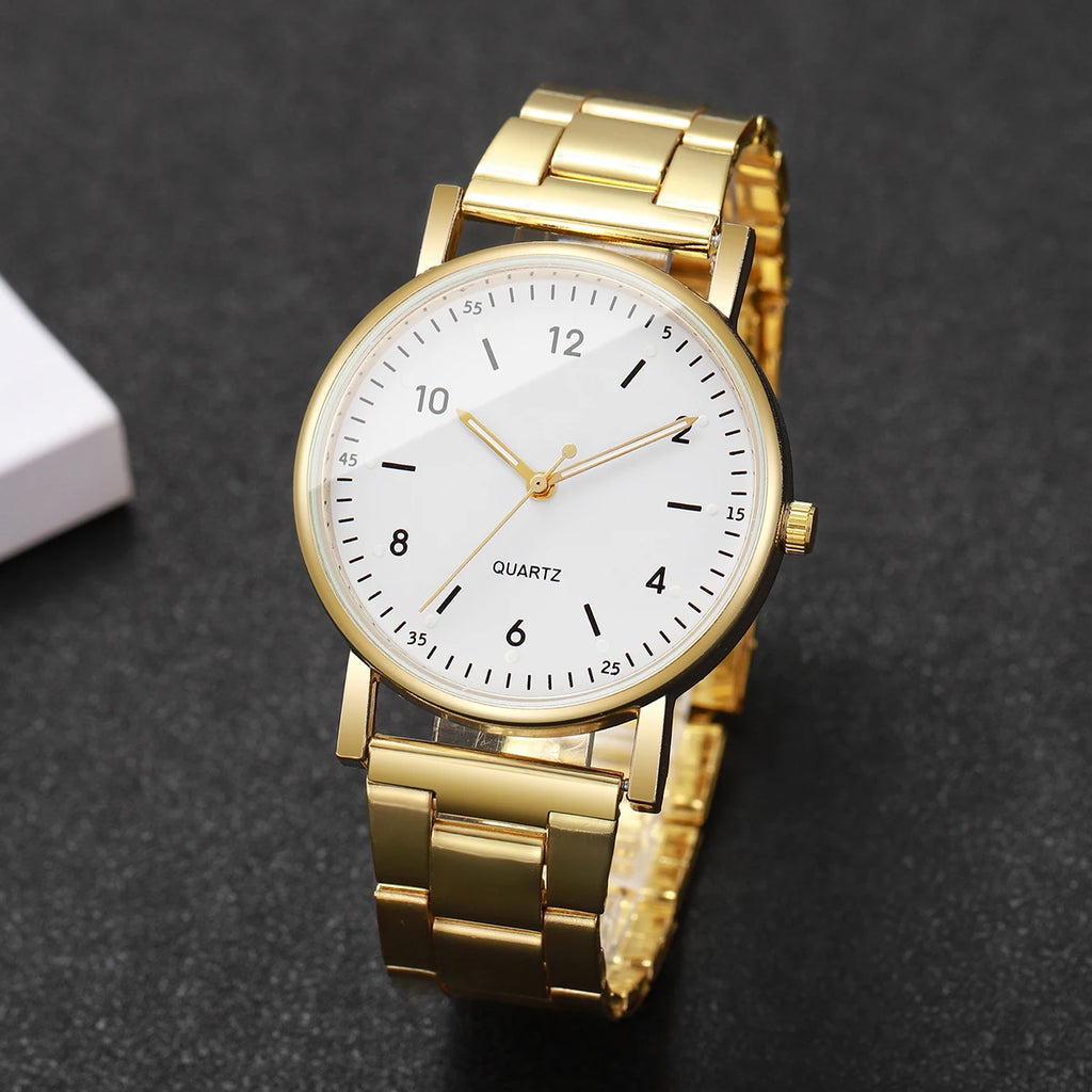 2/4PCS Fashion Arabic Dial Women Watches Simple Quaretz Wristwatch with Bracelets Set Reloj Mujer（Without Box）