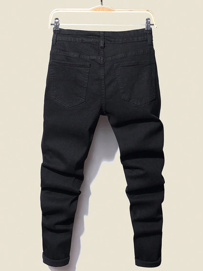 Jean Slim en Denim Lourd Stretch LVCCCI'S – Style Preppy &amp; Finitions Lettrées