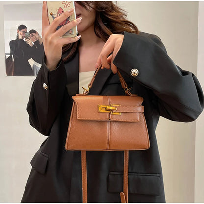 Brand Luxury Trapezoidal Clutch Bag Hardware Lock Design Square Bag Fashion Shoulder Handbag Crossbody Women Evening Clutches