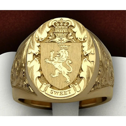 Simple Fashion Niche Domineering Crown Lion Ring Royal Seal Personalized Domineering Street Fashion Party Men's Ring Accessories