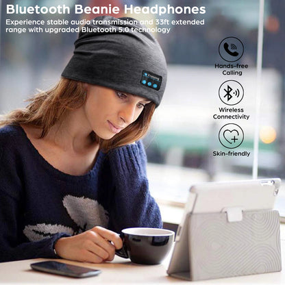 Wireless Stereo Bluetooth Headphone Summer Beanie Sleep Soft Cotton Cap Lightweight Running Earphone Headset Sports Music Hat