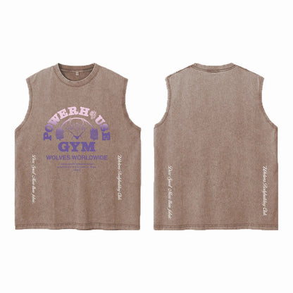 Darc Wolves Sport Vintage Washed Vest Tees Gym Bodybuilding Fitness Sleeveless T Shirts Basketball Workout Darcs Tank Tops