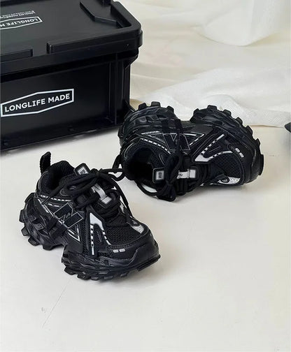 Thick-soled Children's Sports Shoes Autumn Leather Fashion Girl's Running Shoes Boys' Casual Shoes Lace-up Soft Sole Kids Shoes