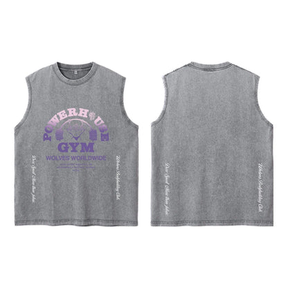 Darc Wolves Sport Vintage Washed Vest Tees Gym Bodybuilding Fitness Sleeveless T Shirts Basketball Workout Darcs Tank Tops