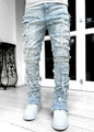 Jean Coupe Pencil en Denim Patchwork – Style Casual, Taille Basse &amp; Boutons