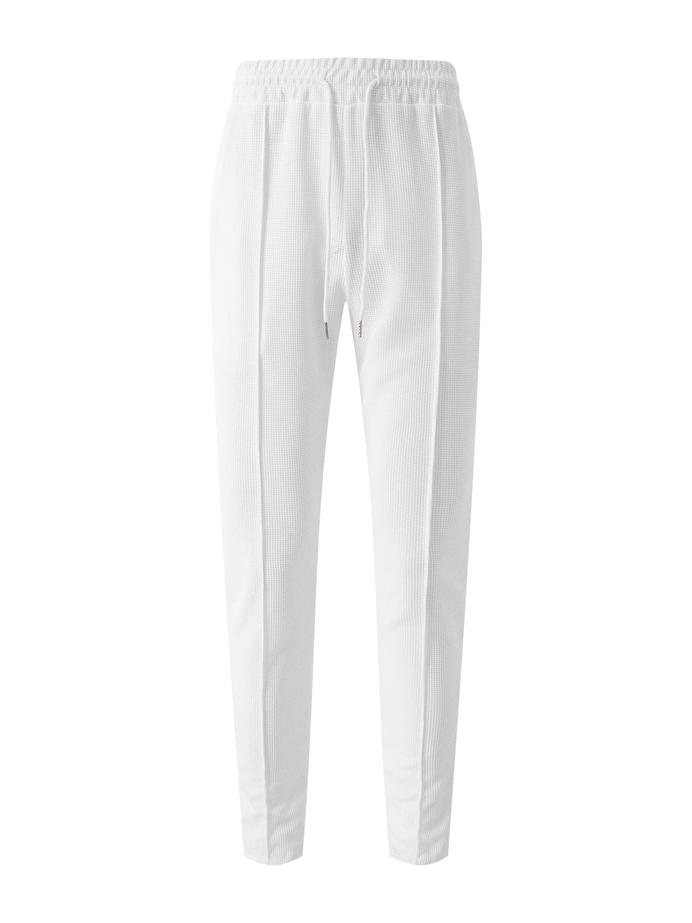 Men's Waffle Check Stand-Up Collar Semi-Casual Business Suit Button-Down Top with Comfortable Trousers have 1/2pieces