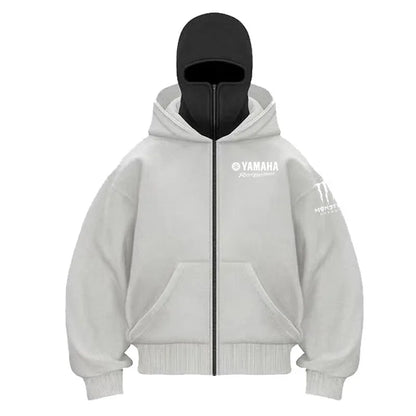 Yamaha Logo Men's Zip Hoodie Winter Warm Casual Sweatshirt with Hooded Face Mask Zipper Design Sports Jacket Outdoor Activities