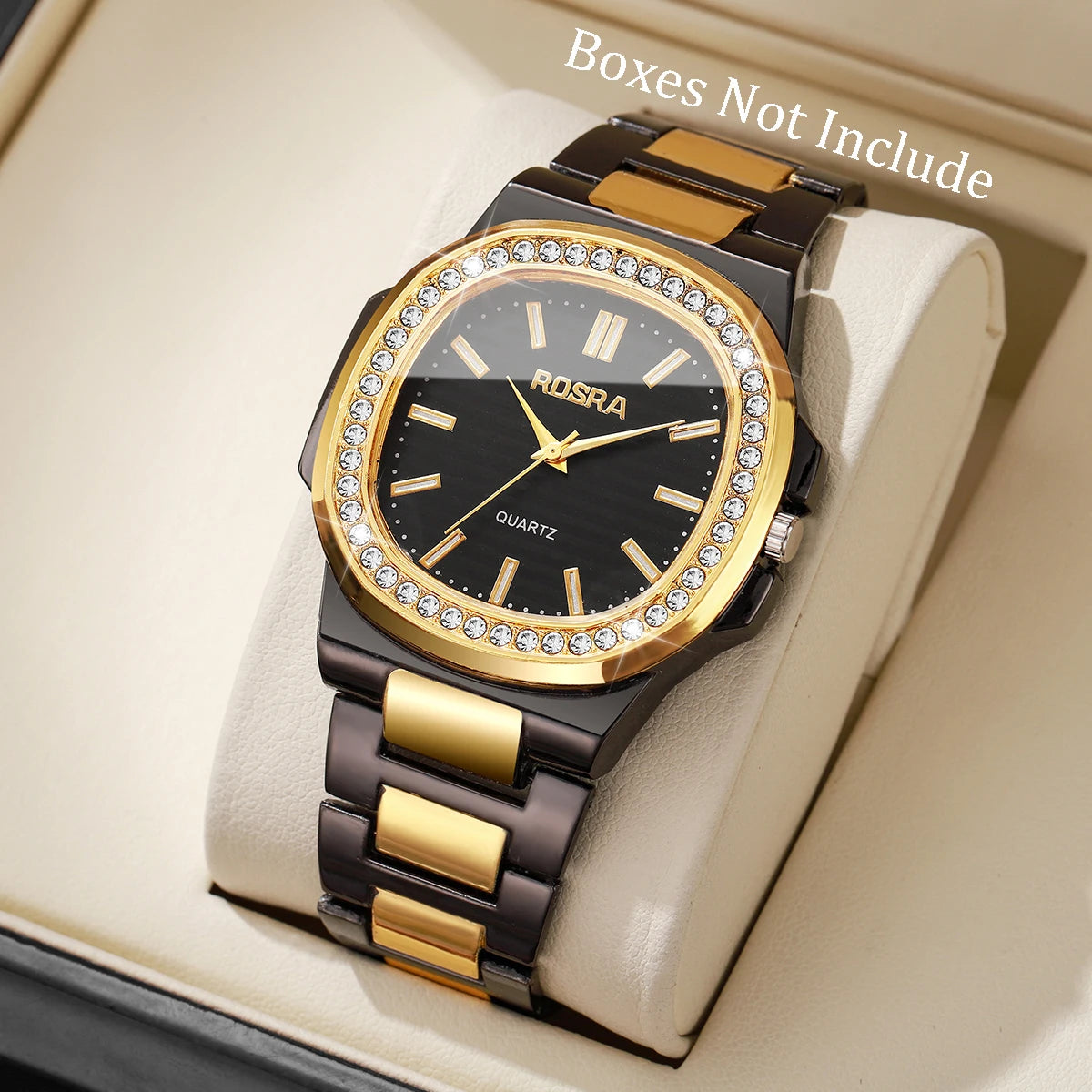 Luxury Rhinestone Men Business Watches Fashion Square Dial Steel Band Male's Quartz Wristwatch Reloj Hombre（Without Box）