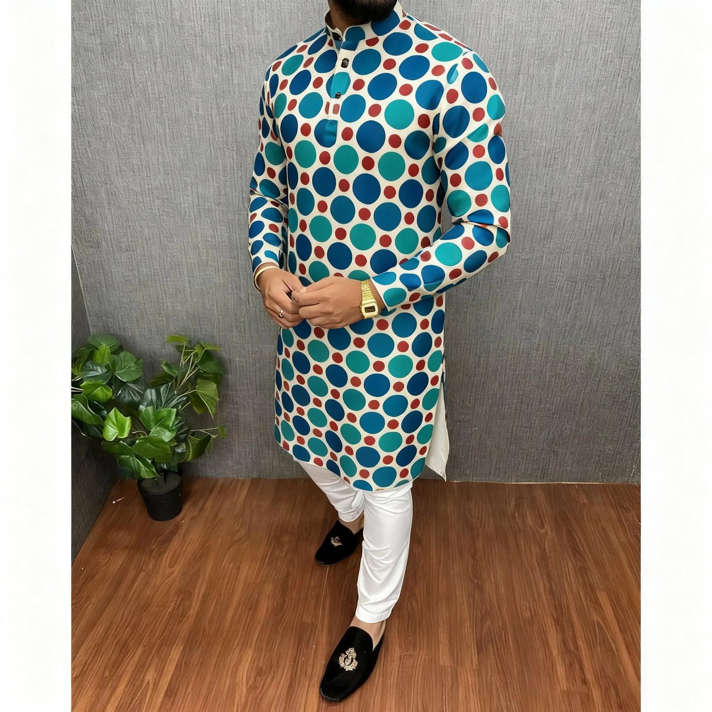 2026 Men's Clothing Ethnic Print Plus Size Tops Wedding Wear Classic Morocco Kaftan Herren Muslim Tenue Arabe Homme﻿