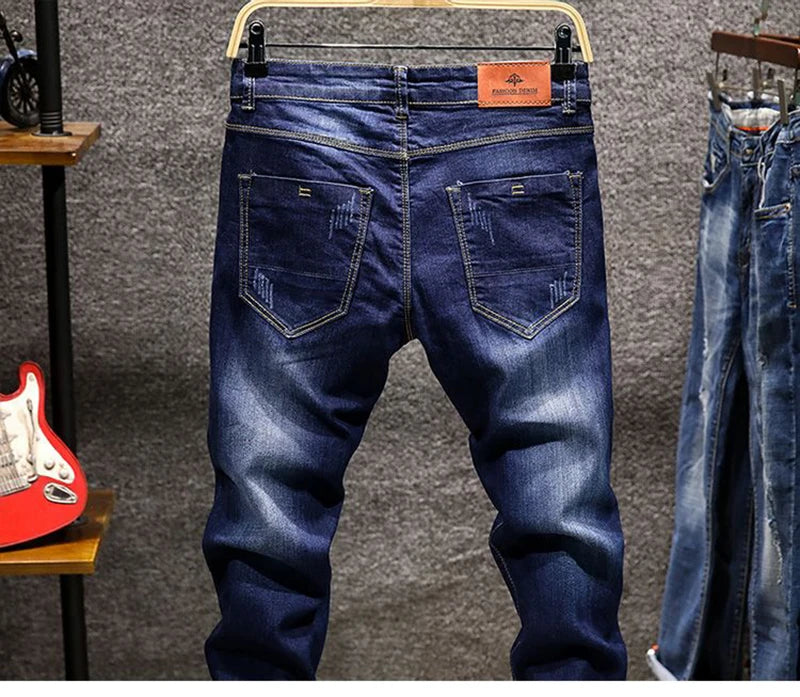 Jean Slim Déchiré Usé Tsingyi – Style Casual, Effet Moustache &amp; Confort Stretch