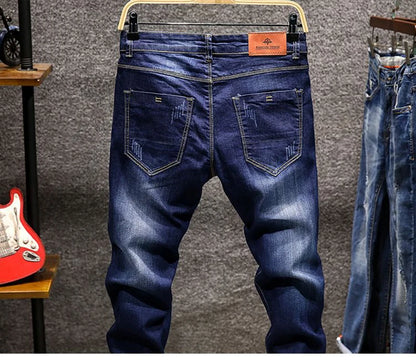 Jean Slim Déchiré Usé Tsingyi – Style Casual, Effet Moustache &amp; Confort Stretch