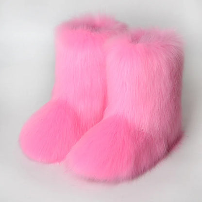 Bottes de Neige de Luxe en Fausse Fourrure EAEOVNI – Chaleur, Style &amp; Confort Gothique Chic