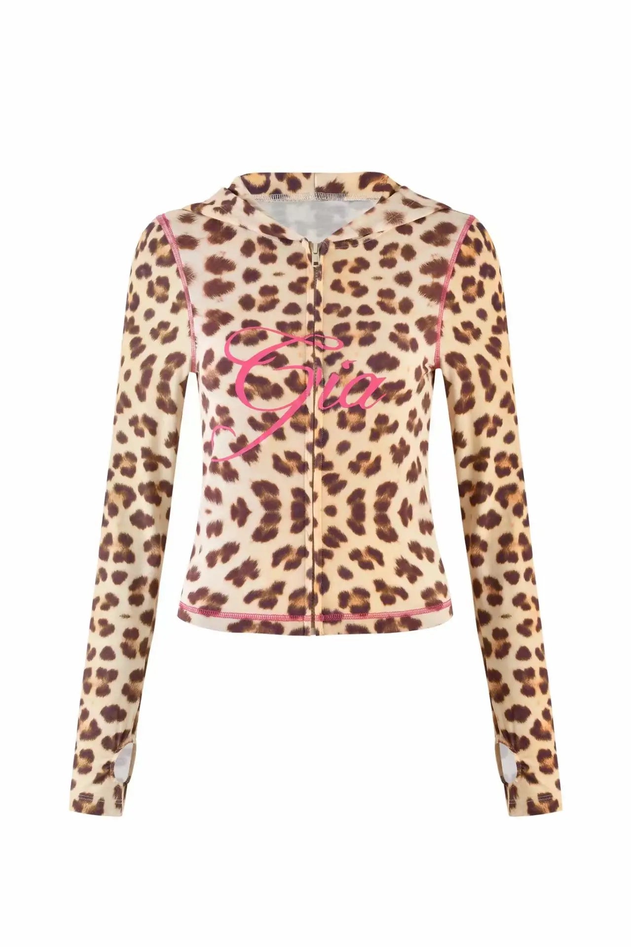 slim fit shoulder floral print bright line design slim fit hooded zipper short jacket pants for women