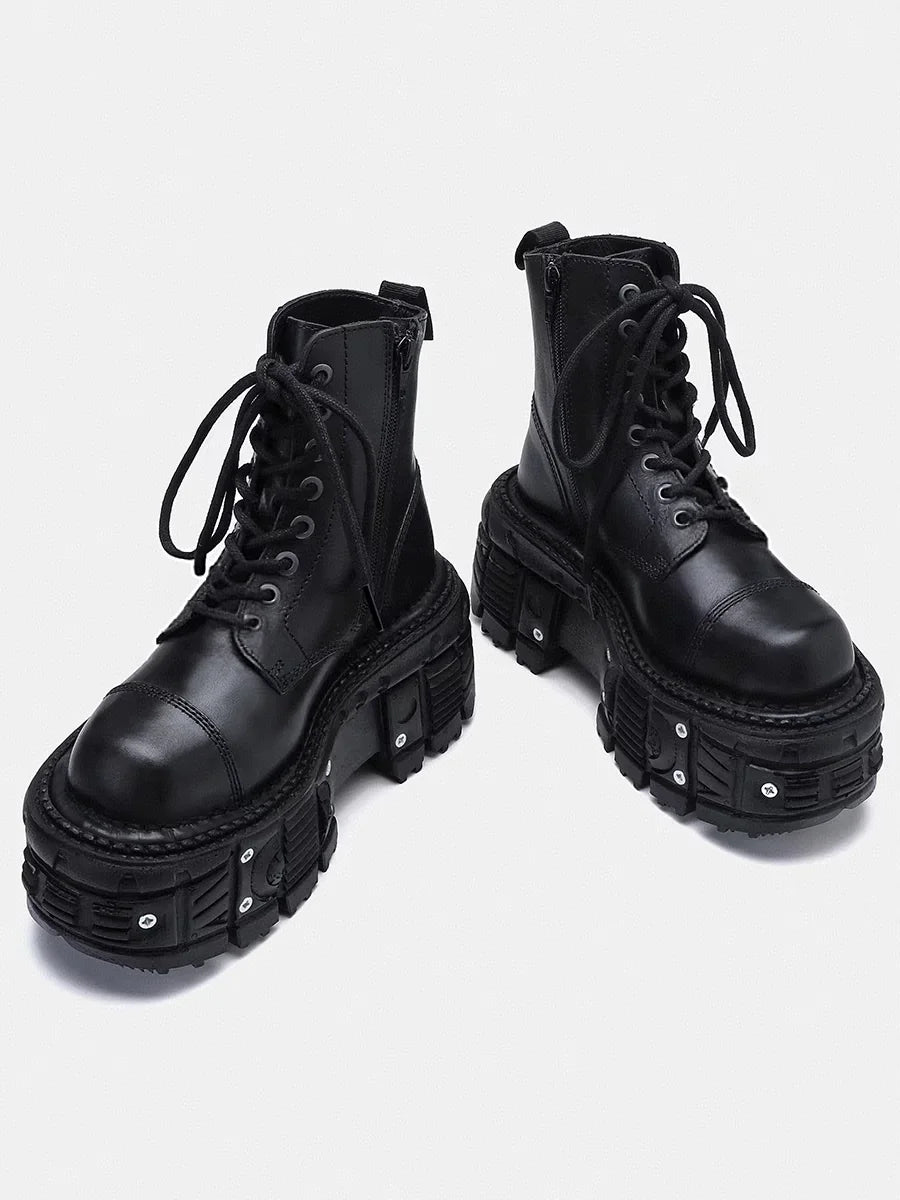 Leather Heightened 10cm Thick-soled Men's High-top British Style 2025 New Trendy Men's Boots