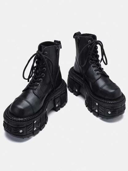 Leather Heightened 10cm Thick-soled Men's High-top British Style 2025 New Trendy Men's Boots