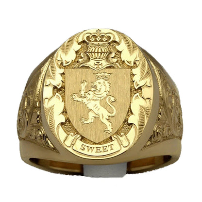 Simple Fashion Niche Domineering Crown Lion Ring Royal Seal Personalized Domineering Street Fashion Party Men's Ring Accessories