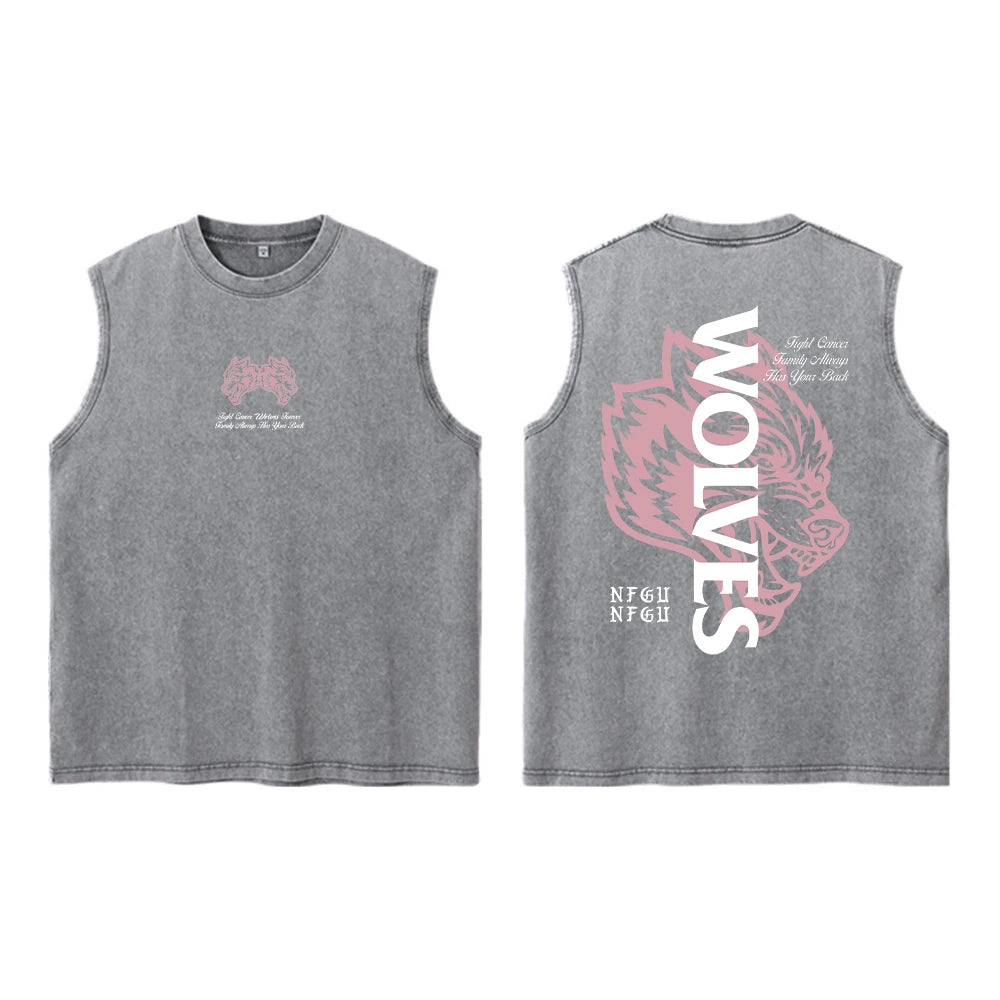 Darc Wolves Sport Vintage Washed Vest Tees Gym Bodybuilding Fitness Sleeveless T Shirts Basketball Workout Darcs Tank Tops