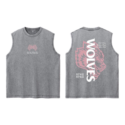 Darc Wolves Sport Vintage Washed Vest Tees Gym Bodybuilding Fitness Sleeveless T Shirts Basketball Workout Darcs Tank Tops